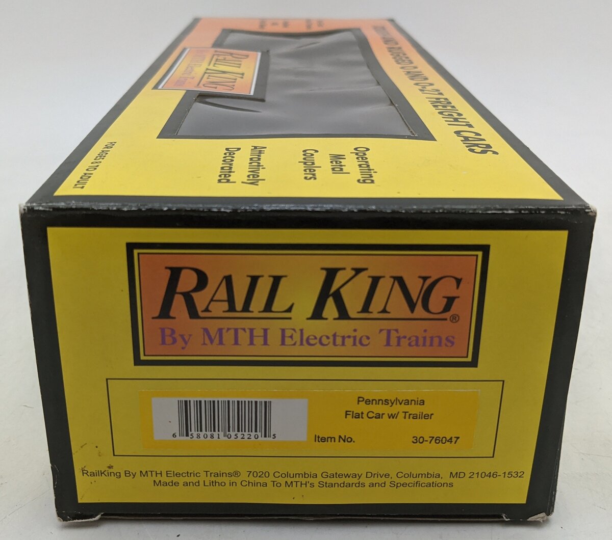 MTH 30-76047 O Gauge Pennsylvania Flatcar with Trailer #475462 VG/Box