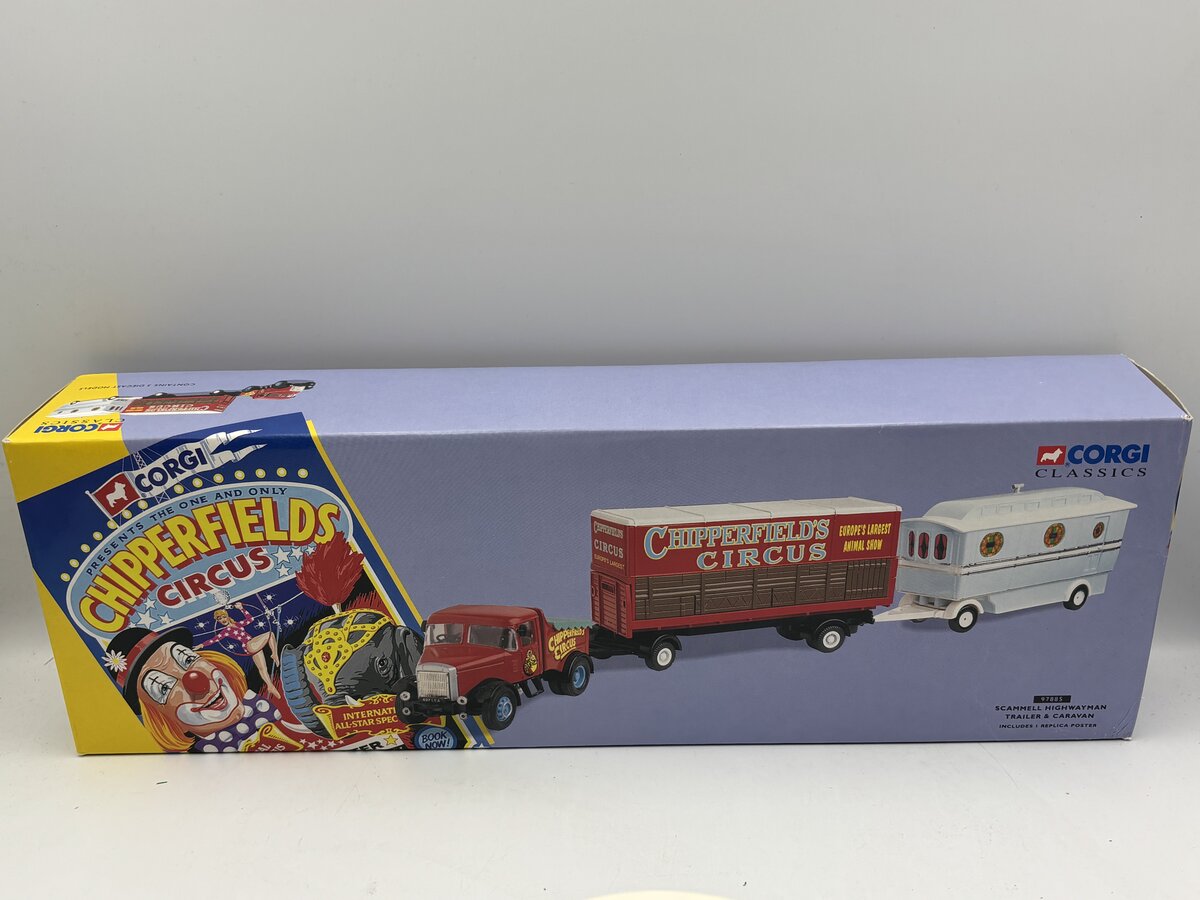 Corgi 97885 1:50 Chipperfields Scammell Highwayman Trailer & Caravan LN/Box