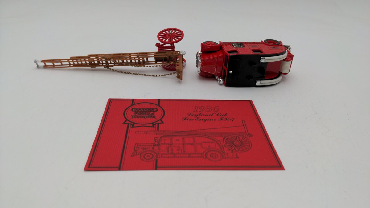 Matchbox FK-7 1:49 Scale Models of Yesteryear 1936 Leyland Cub Fire Engine LN/Box