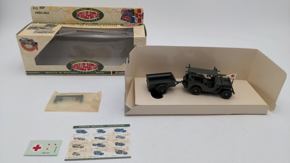 Solido 6112 1:50 Scale Batailles-Battles Millitary Jeep Ambulance Die Cast EX/Box
