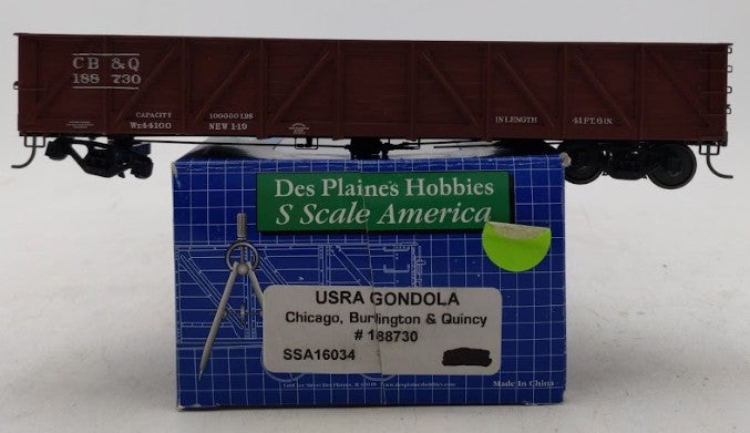 Des Plaines Hobbies SSA16034 S Chicago Burlington & Quincy USRA Gondola #188730 EX/Box