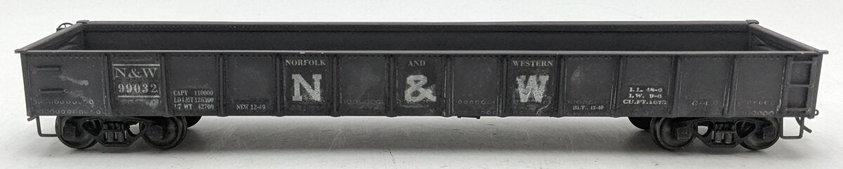 US Hobbies O Brass N&W 52' Fishbelly Side Gondola #99032 (2-Rail) - Painted/Box