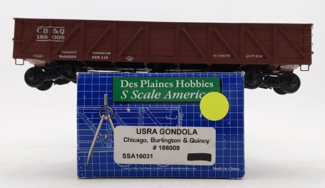 Des Plaines Hobbies SSA16031 S Chicago Burlington & Quincy USRA Gondola #188009 LN/Box