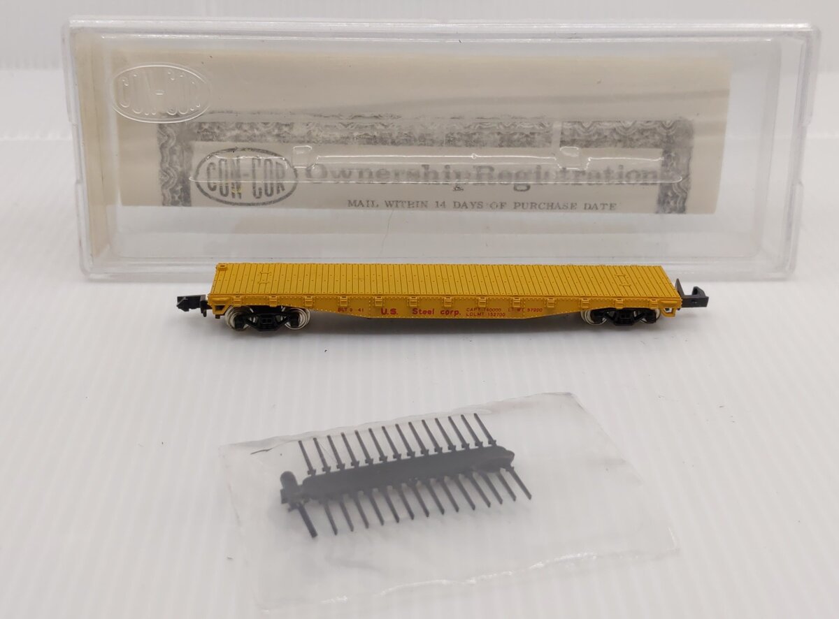 Con-Cor 1201-E N Scale U.S. Steel 50' Steel Flatcar #57300 LN/Box