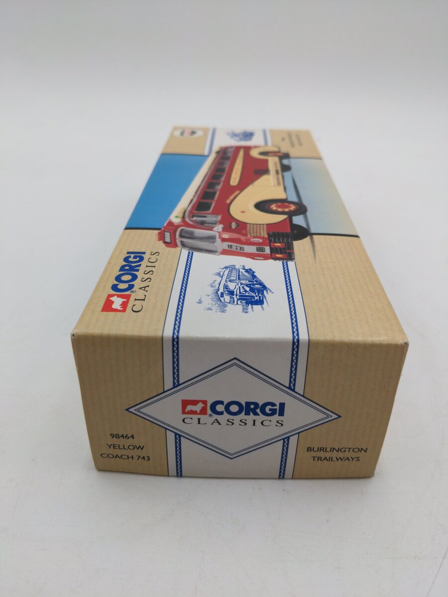 Corgi 98464 1:50 Burlington Trailways Yellow Coach 743 Bus EX/Box