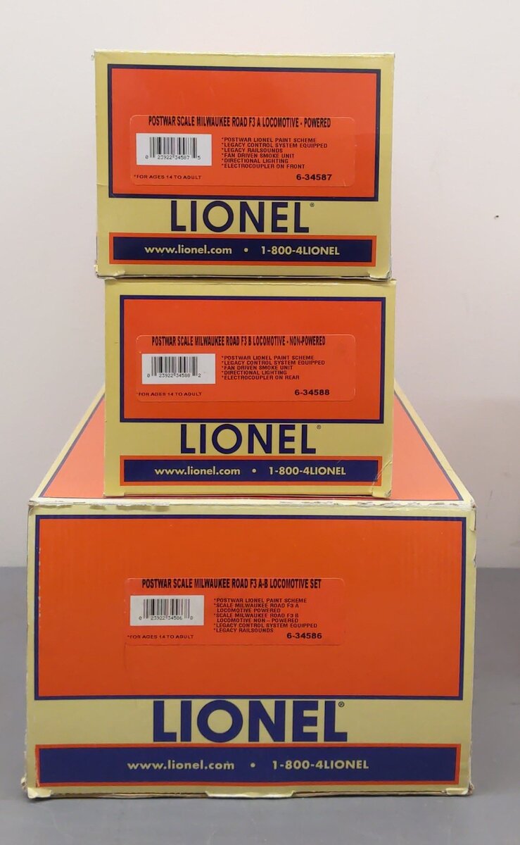 Lionel 6-34586 O Gauge Postwar Milwaukee Road Scale F-3 AB Diesel Set #2378