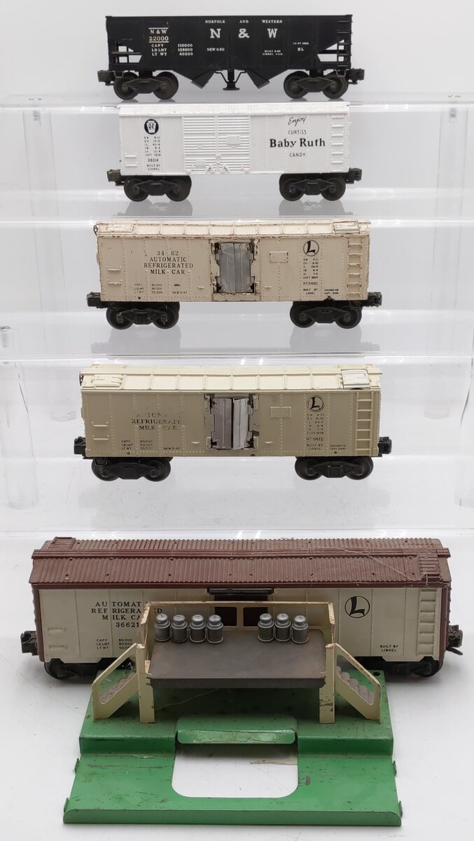 Lionel Vintage O Gauge Freight Cars w/Platform #3472,22000,3462,6014,36621 [5] VG