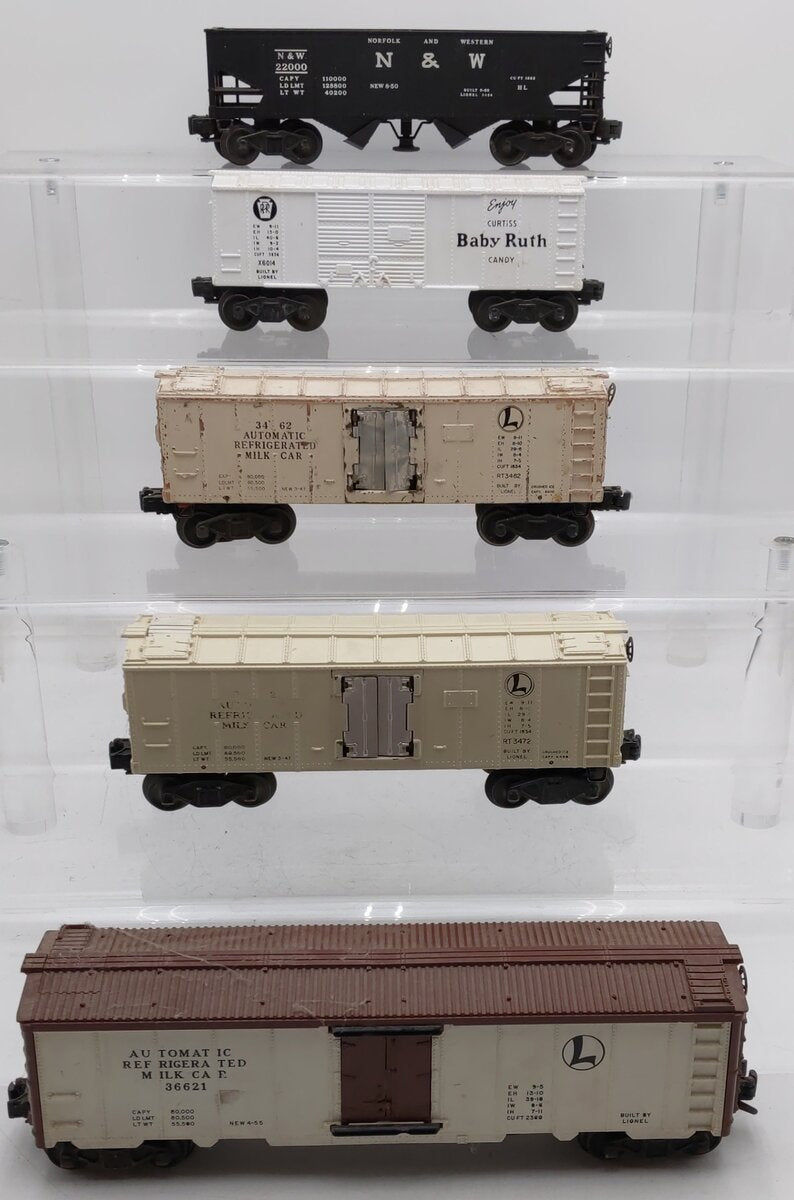 Lionel Vintage O Gauge Freight Cars w/Platform #3472,22000,3462,6014,36621 [5] VG