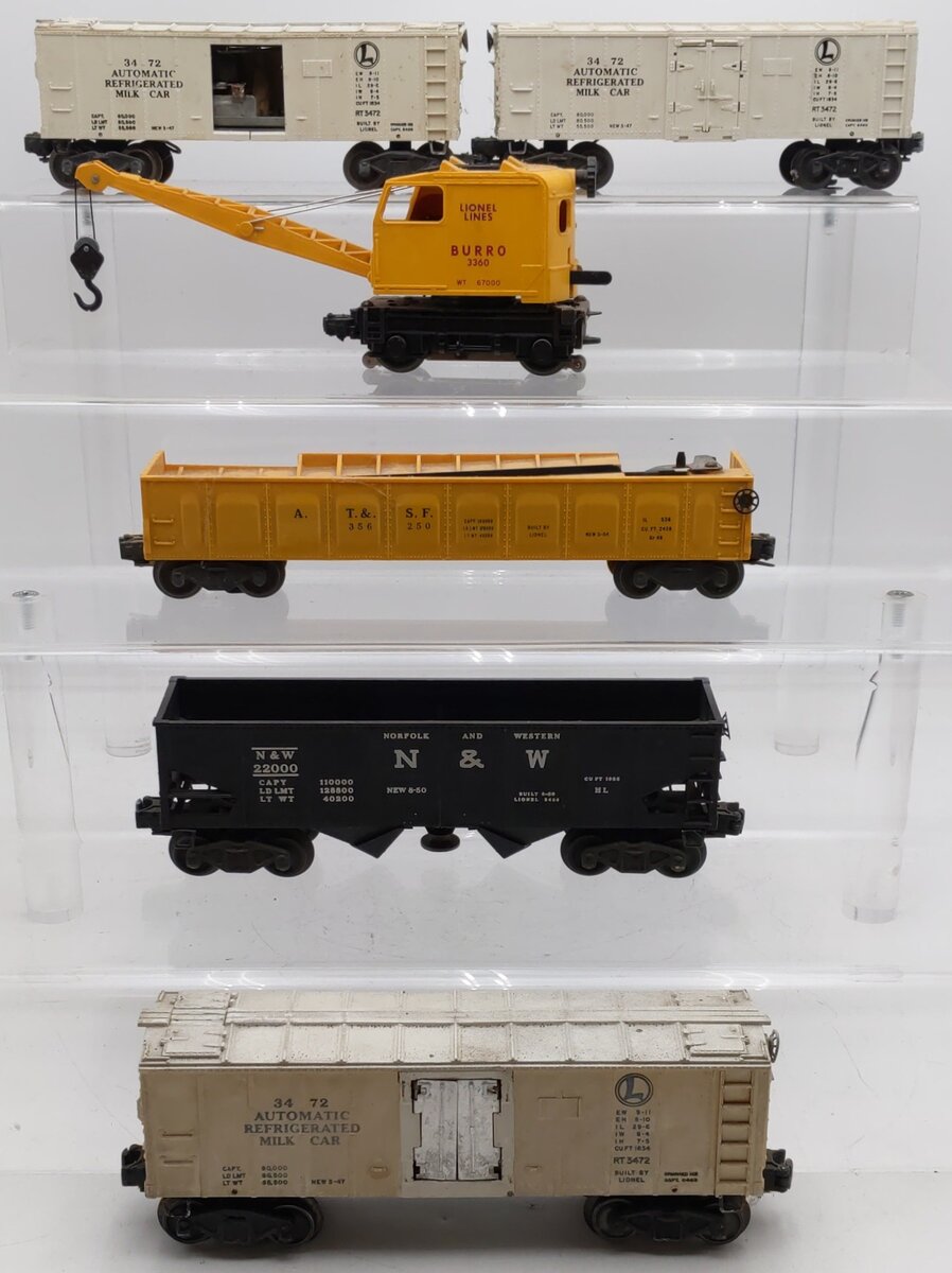 Lionel Vintage O Gauge Freight Cars #3472,3472,3472,3360,22000,356250 [6] VG