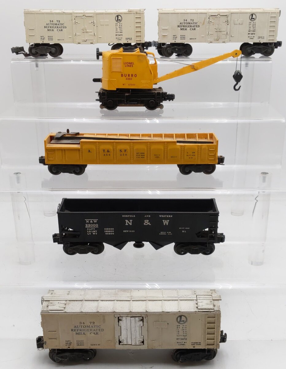 Lionel Vintage O Gauge Freight Cars #3472,3472,3472,3360,22000,356250 [6] VG