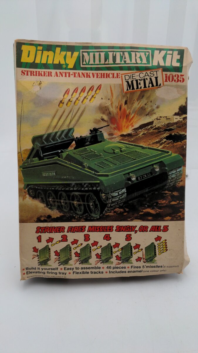 Dinky 1035 Die Cast Metal Striker Anti-Tank Vehicle Military Rare Vintage Kit EX/Box