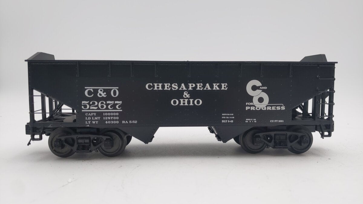 MTH 20-90553B O Gauge Chesapeake & Ohio 2-Bay Offset Hopper Car #52677 EX/Box