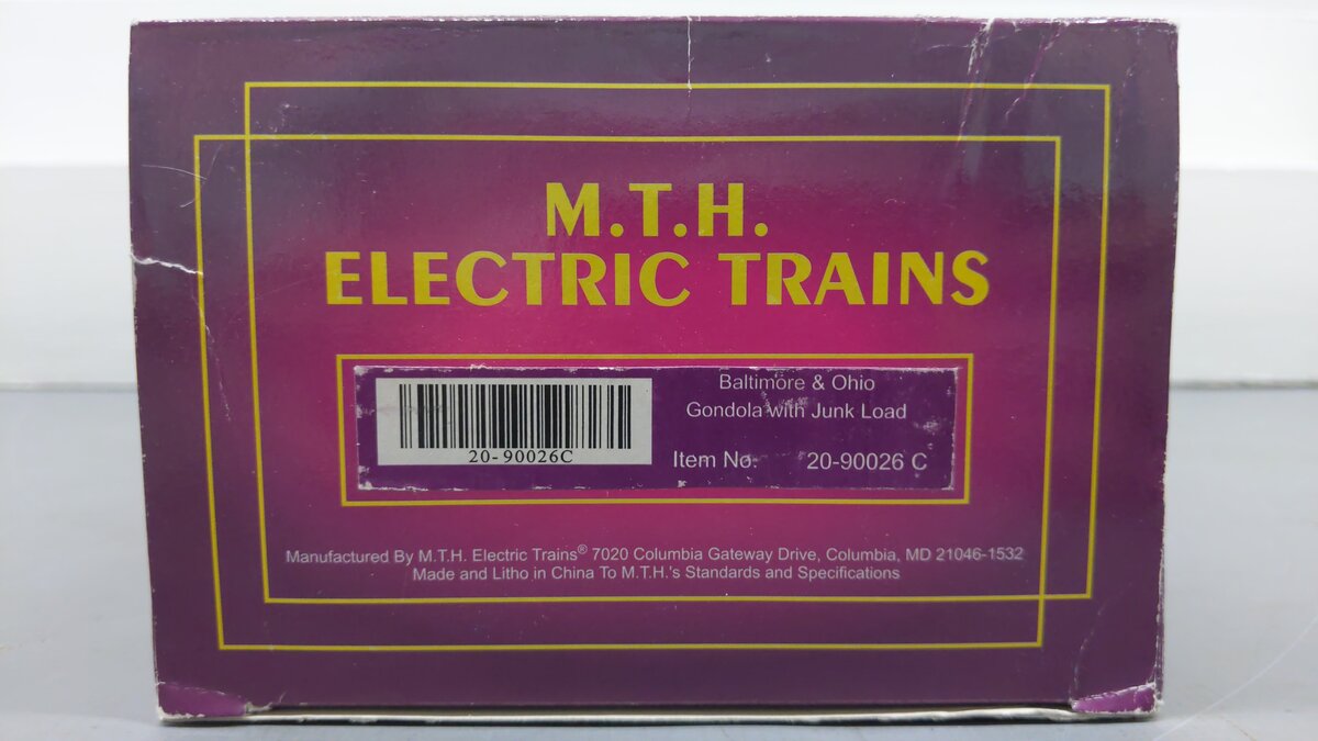 MTH 20-90026C O Gauge Baltimore & Ohio Gondola with Junk Load #351198 EX/Box