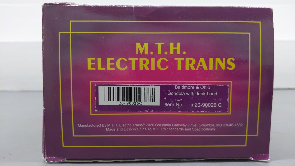 MTH 20-90026C O Gauge Baltimore & Ohio Gondola with Junk Load #351198 EX/Box