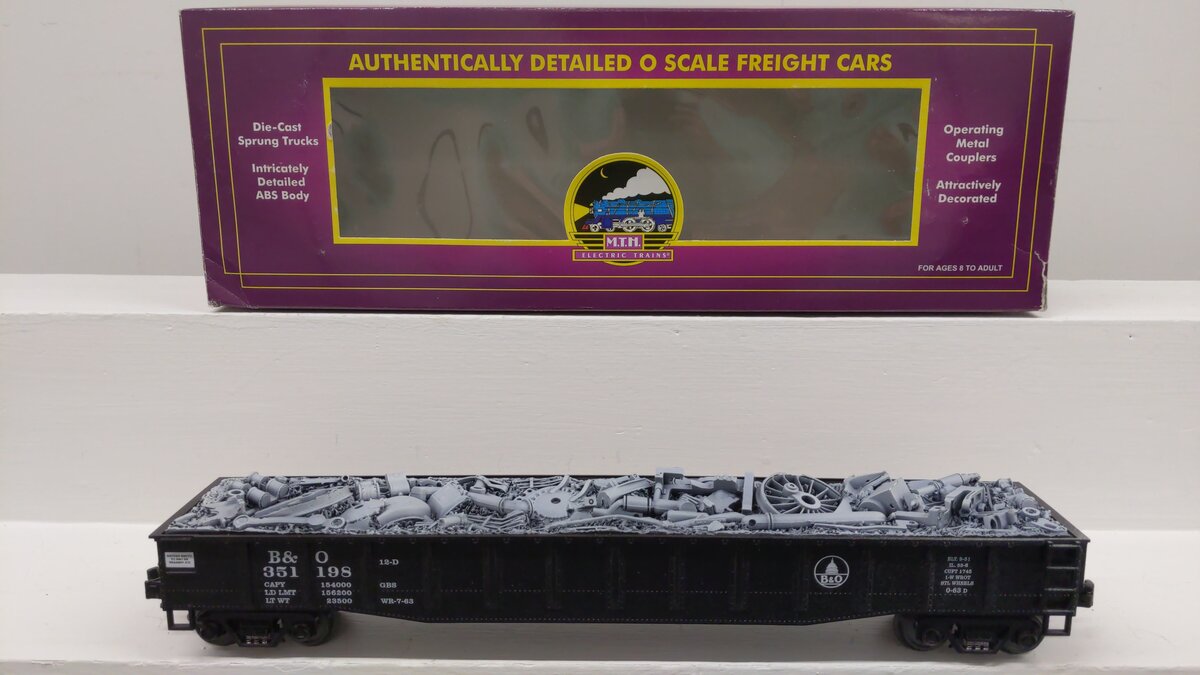 MTH 20-90026C O Gauge Baltimore & Ohio Gondola with Junk Load #351198 EX/Box