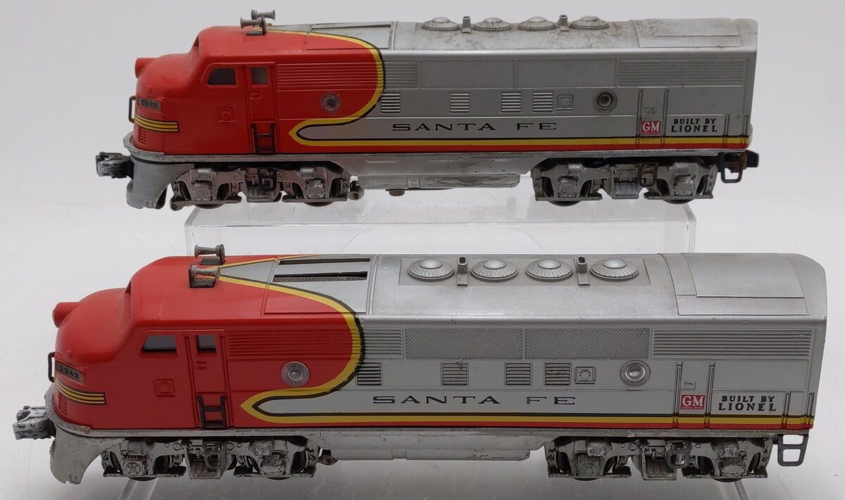 Lionel 2343 Vintage O Santa Fe F3 AA Diesel Locomotive Set VG