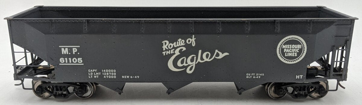 O Scale Brass Missouri Pacific 3-Bay Hopper #61105 (2-Rail) - Painted