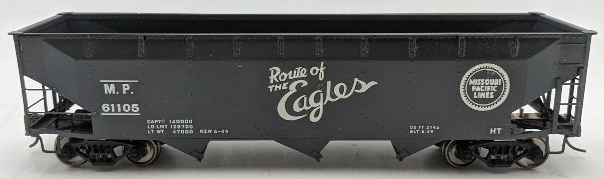 O Scale Brass Missouri Pacific 3-Bay Hopper #61105 (2-Rail) - Painted