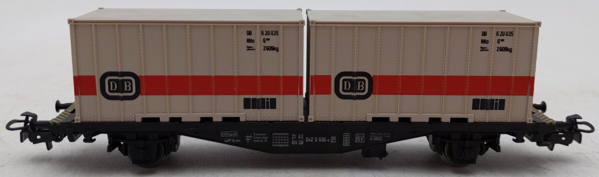 Marklin 4664 HO Scale Flatcar w/ 2 Containers EX/Box