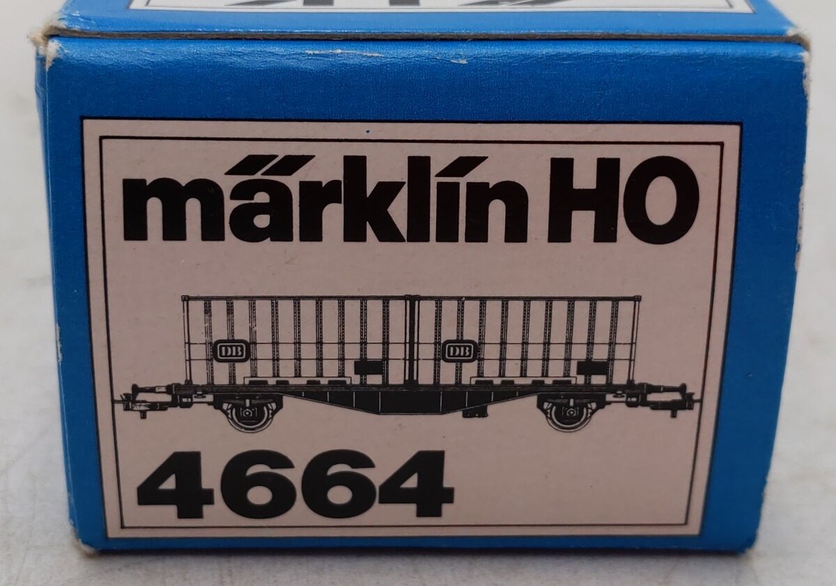 Marklin 4664 HO Scale Flatcar w/ 2 Containers EX/Box