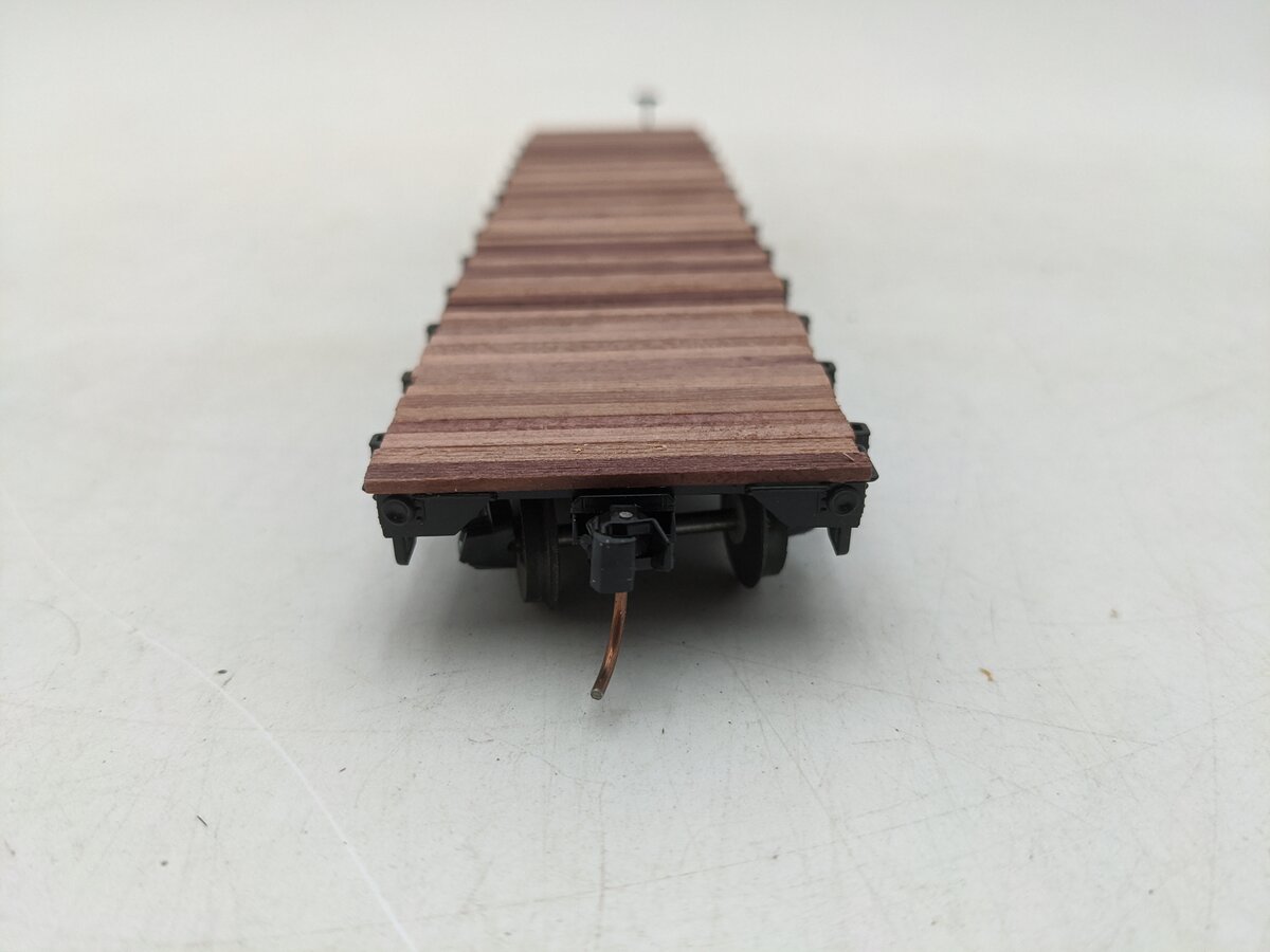 American Models 6012 S New Haven 46' Flatcar- Scale Wheels & Couplers #17184 EX/Box
