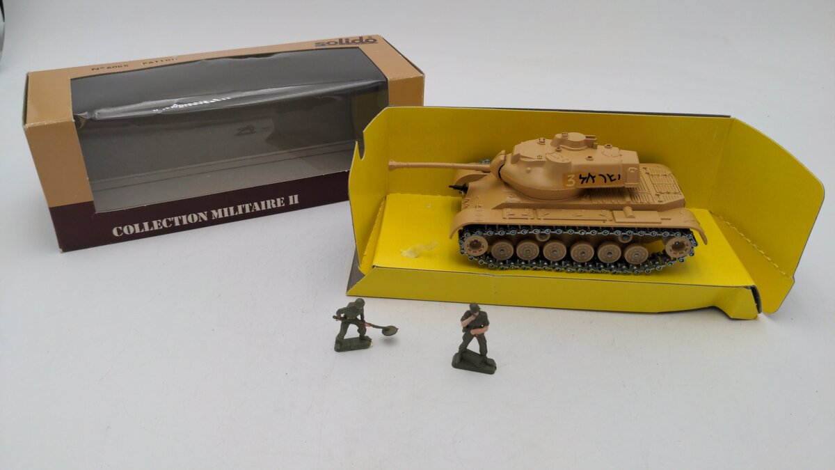 Solido 6065 1:50 Scale General Patton M-47 Tank Die Cast W/2 Plastic Figures EX/Box