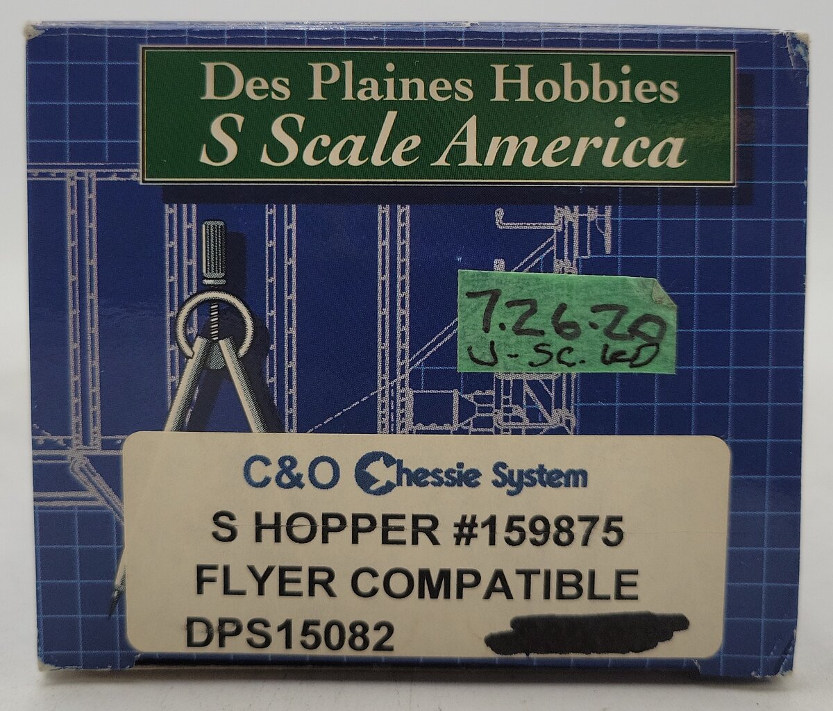 Des Plaines Hobbies 15082 "S" Scale C & O Chessie System 3-Bay Hopper #159875 LN/Box