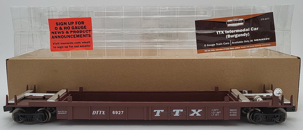 Menards 279-8373 O Gauge TTX Intermodal Car (Burgundy) EX/Box