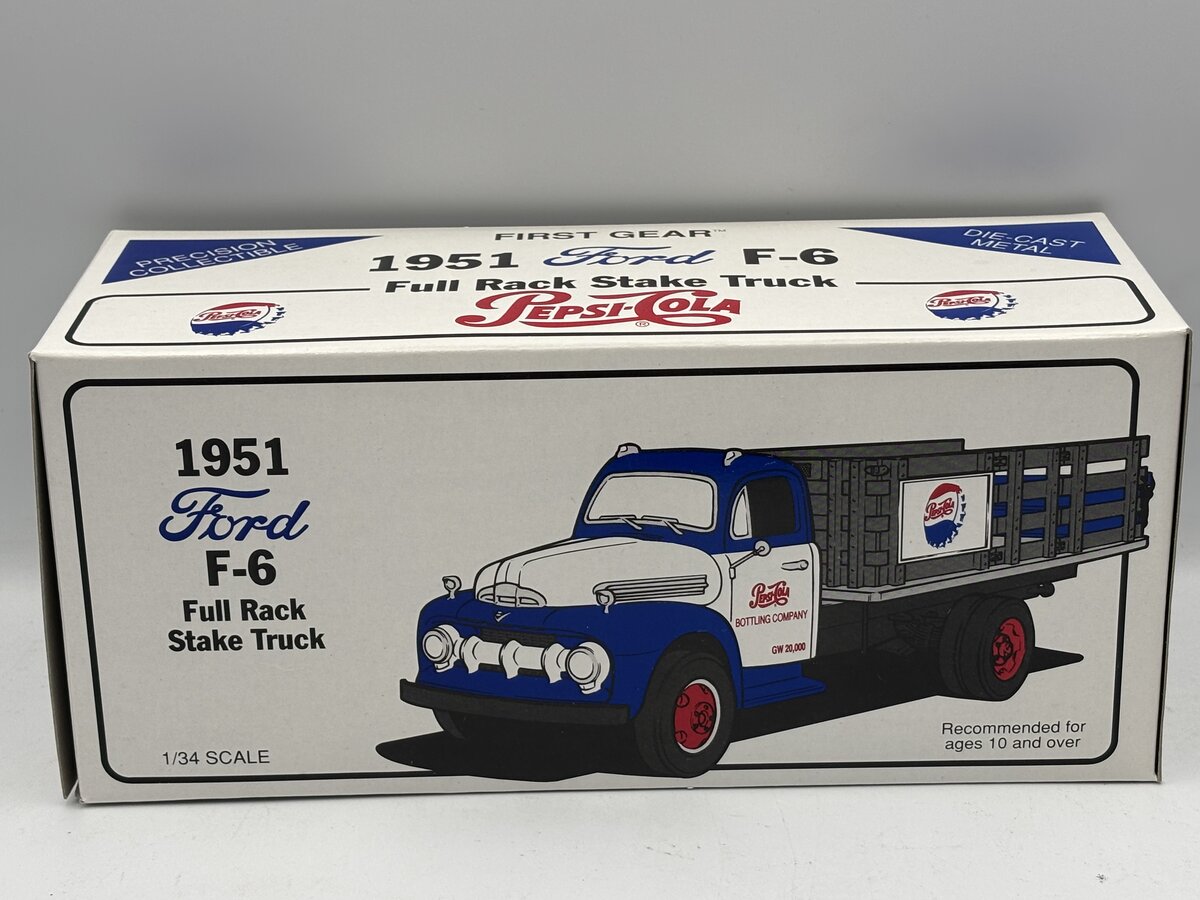 First Gear 19-1091 1:34 1951 Ford F-6 Full Rack Stake Truck Pepsi-Cola LN/Box