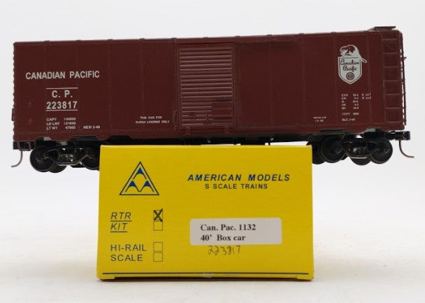 American Models 1132 S Scale Canadian Pacific 40' Boxcar #223809 EX/Box