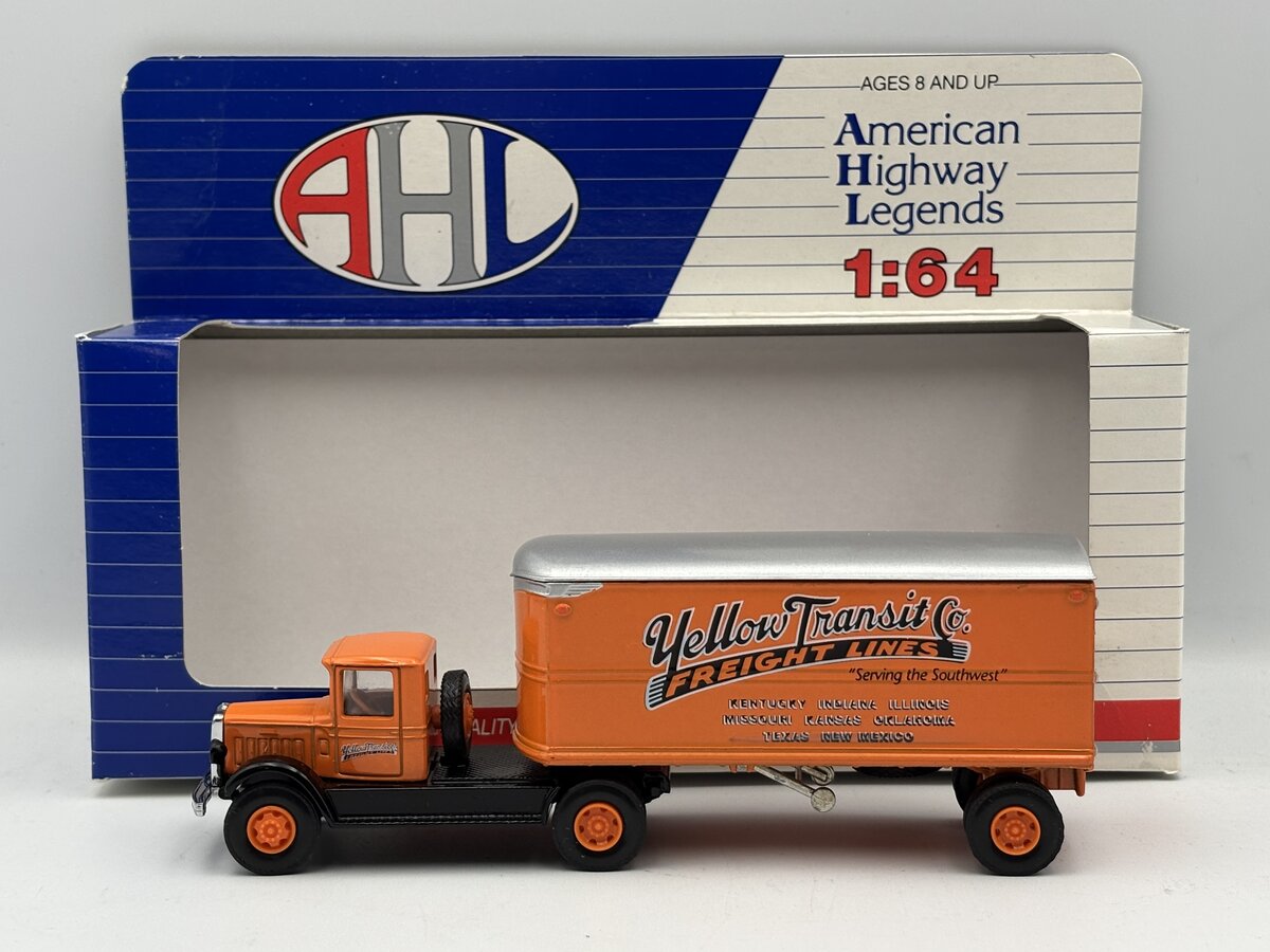 AHL L51103 1:64 Yellow Transit Co. Freight Lines Mack Model BM Tractor Trailer EX/Box