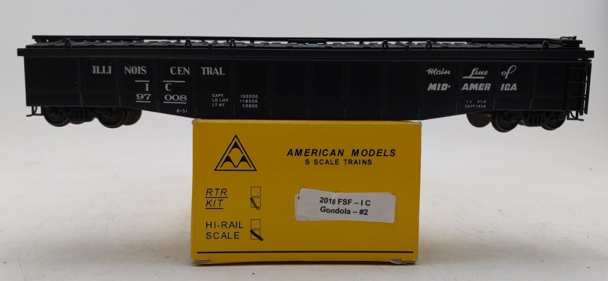 American Models S Scale Illinois Central 2018 Gondola #97008 LN/Box