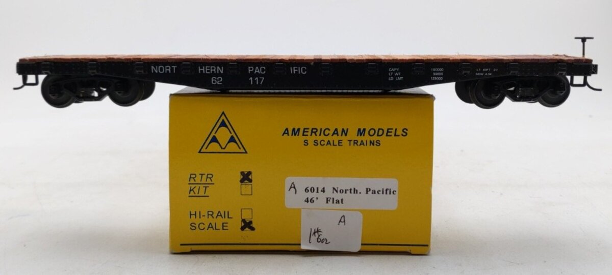 American Models 6014 S Scale Northern Pacific 46' Flatcar #62117 LN/Box
