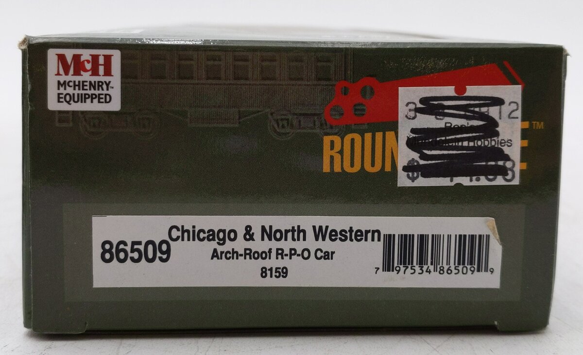 Roundhouse 86509 HO Chicago & North Western Arch-Roof RPO Passenger Car #8159 EX/Box