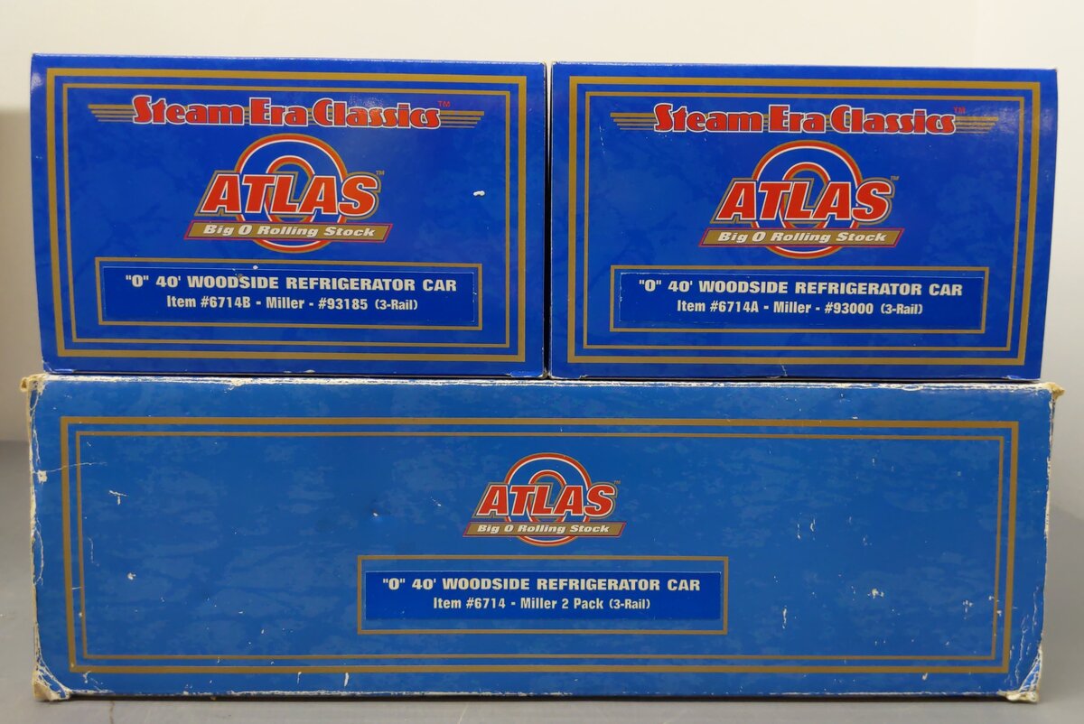 Atlas 6714 O Gauge Miller Beer Fridge Car 3-Rail #93000/93185 (Pack of 2) EX/Box