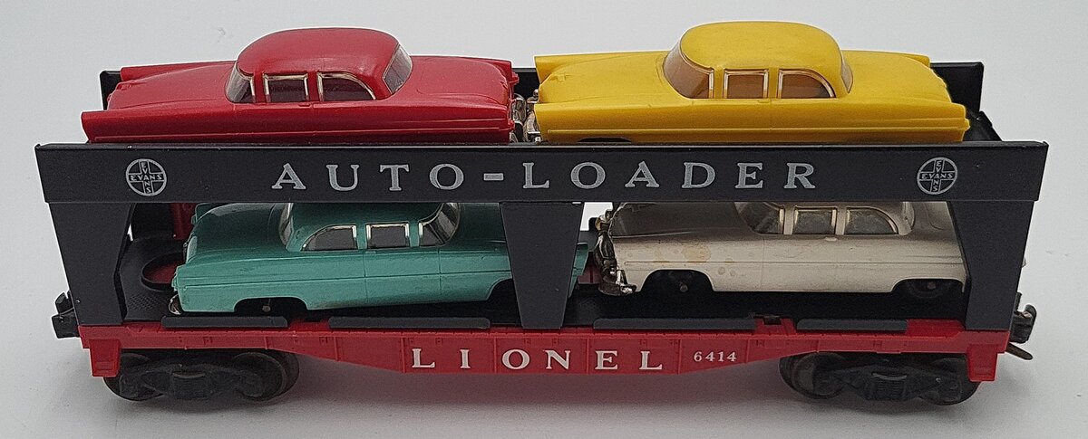 Lionel 6414 Vintage O Gauge Postwar Evans Autoloader with 4 Automobiles VG