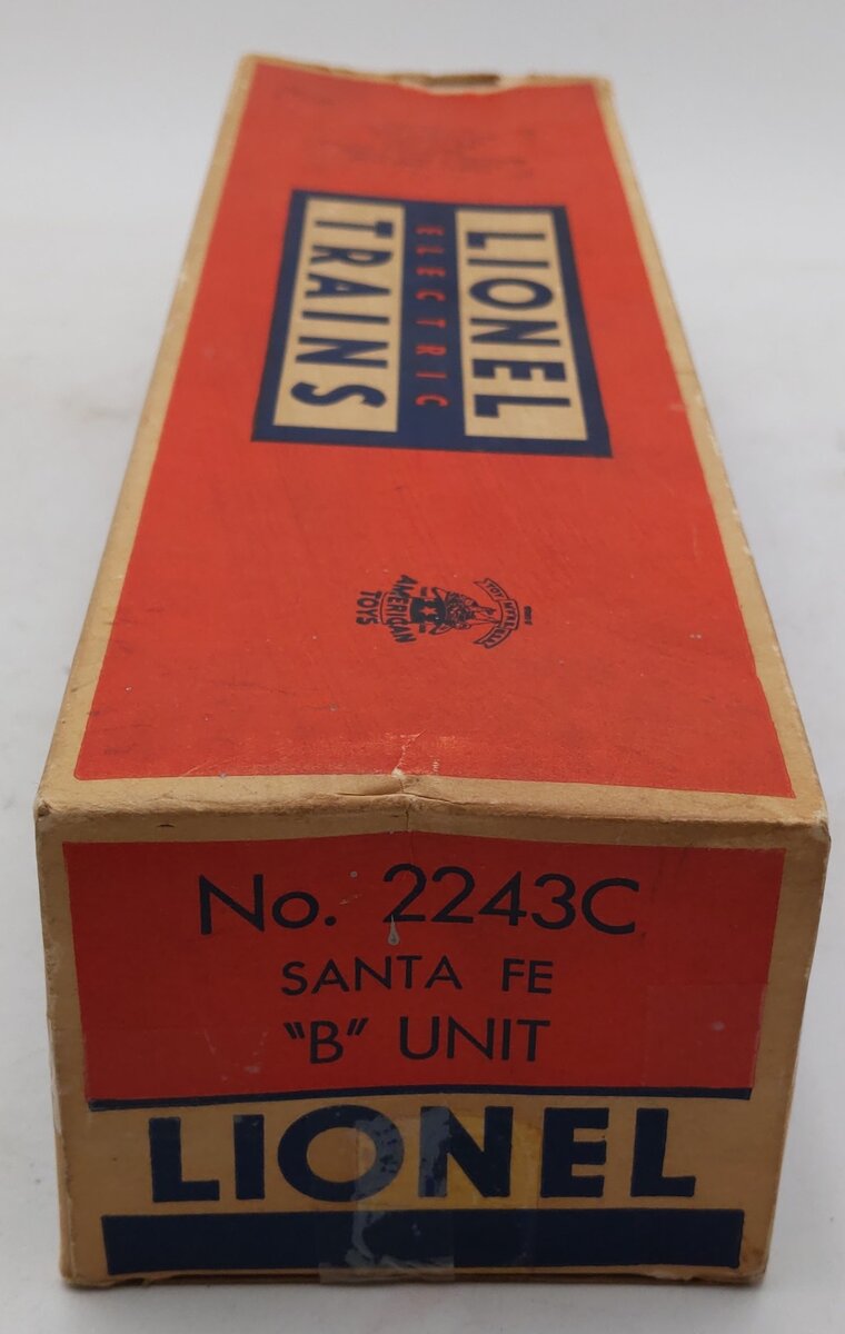 Lionel 2243C Vintage O Santa Fe Louver Top F3 Non-Pwd B-Unit Diesel Locomotive VG/Box