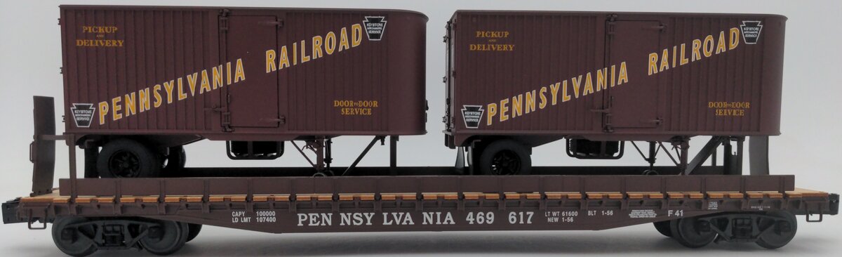Lionel 6-17582 O Gauge Pennsylvania PS-4 Flatcars w/ Piggyback Trailer #469617 LN/Box