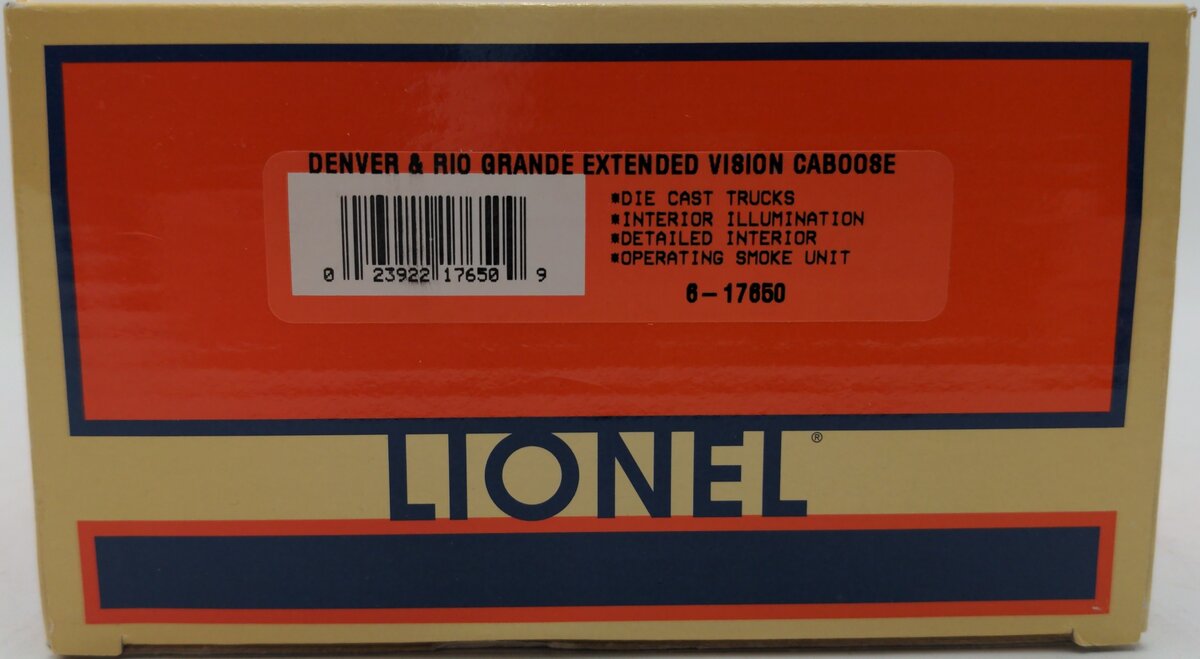 Lionel 6-17650 Denver Rio Grande Extended Vision Caboose #01500 EX/Box