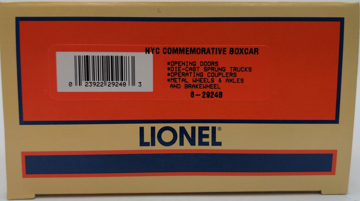 Lionel 6-29248 O Gauge New York Central Commemorative Boxcar EX/Box