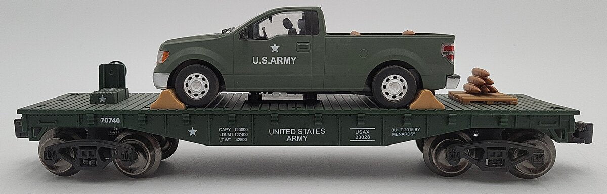Menards 279-9433 O Scale Army Flatcar w/ Pickup Truck EX/Box