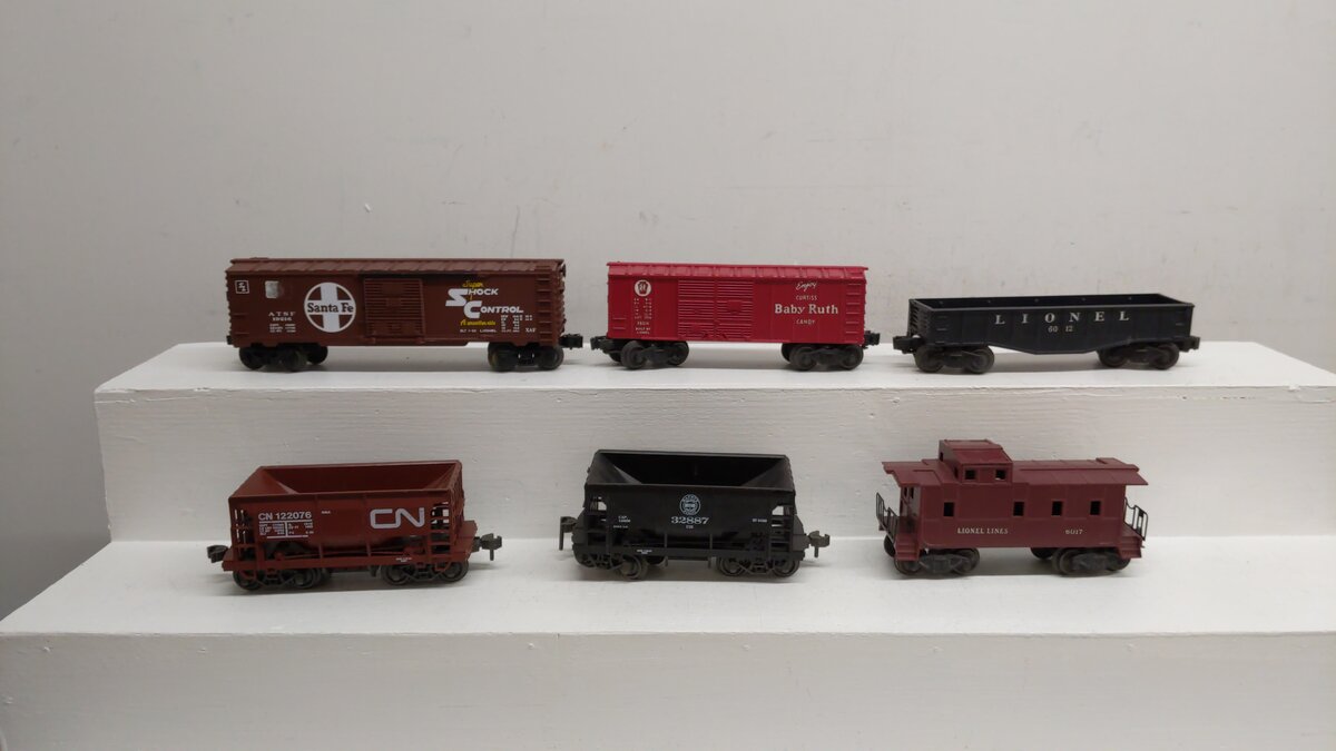 Lionel & Atlas O Gauge Assorted Freight Cars #122076,32887,6012,19216,6017 [5] VG