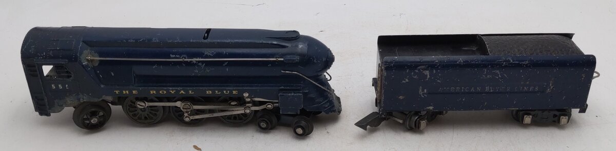 American Flyer 556 Vintage O Gauge Royal Blue 4-6-2 Steam Locomotive & Tender VG