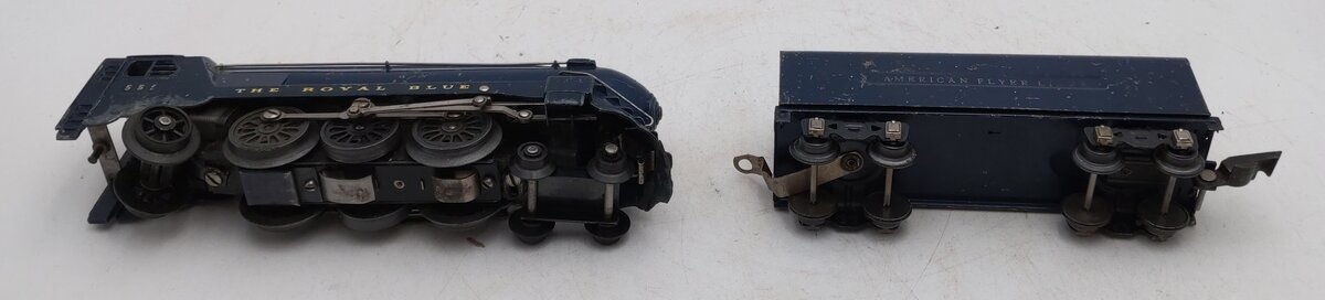 American Flyer 556 Vintage O Gauge Royal Blue 4-6-2 Steam Locomotive & Tender VG