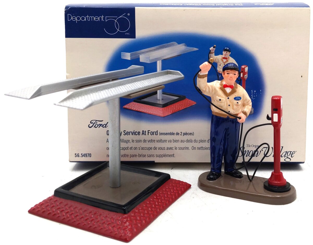 Dept. 56 Snow Village Ford Service Station (Set of 2) EX/Box