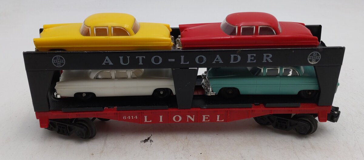 Lionel 6414 Vintage O Gauge Postwar Evans Autoloader with 4 Automobiles VG