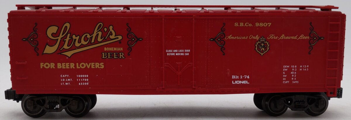 Lionel 6-9807 O Gauge Stroh‘s Bohemian Beer Reefer Car #9807 EX/Box