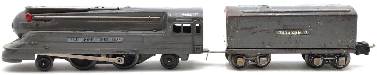 Lionel 1688E Vintage O 2-4-2 Gunmetal Torpedo Steam Locomotive & Tender VG
