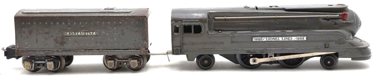 Lionel 1688E Vintage O 2-4-2 Gunmetal Torpedo Steam Locomotive & Tender VG