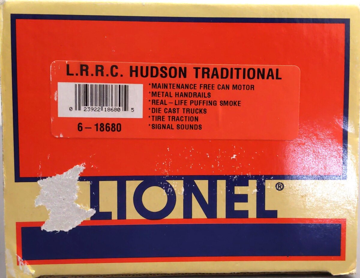 Lionel 6-18680 O L.R.R.C Hudson Traditional Steam Locomotive and Tender #2000 LN/Box